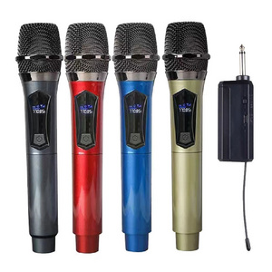 Karaoke Microphone Outdoor Portable VHF UHF Dynamic Microfone Sem Fio Handheld Wireless red Mic for Singing Church Android TV