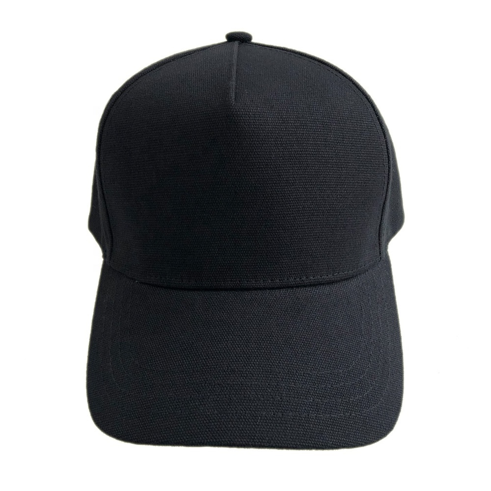 OEM black unisex adults hot sale gorras sports hats 5 panel structure polyester plain hook&loop custom canvas baseball cap