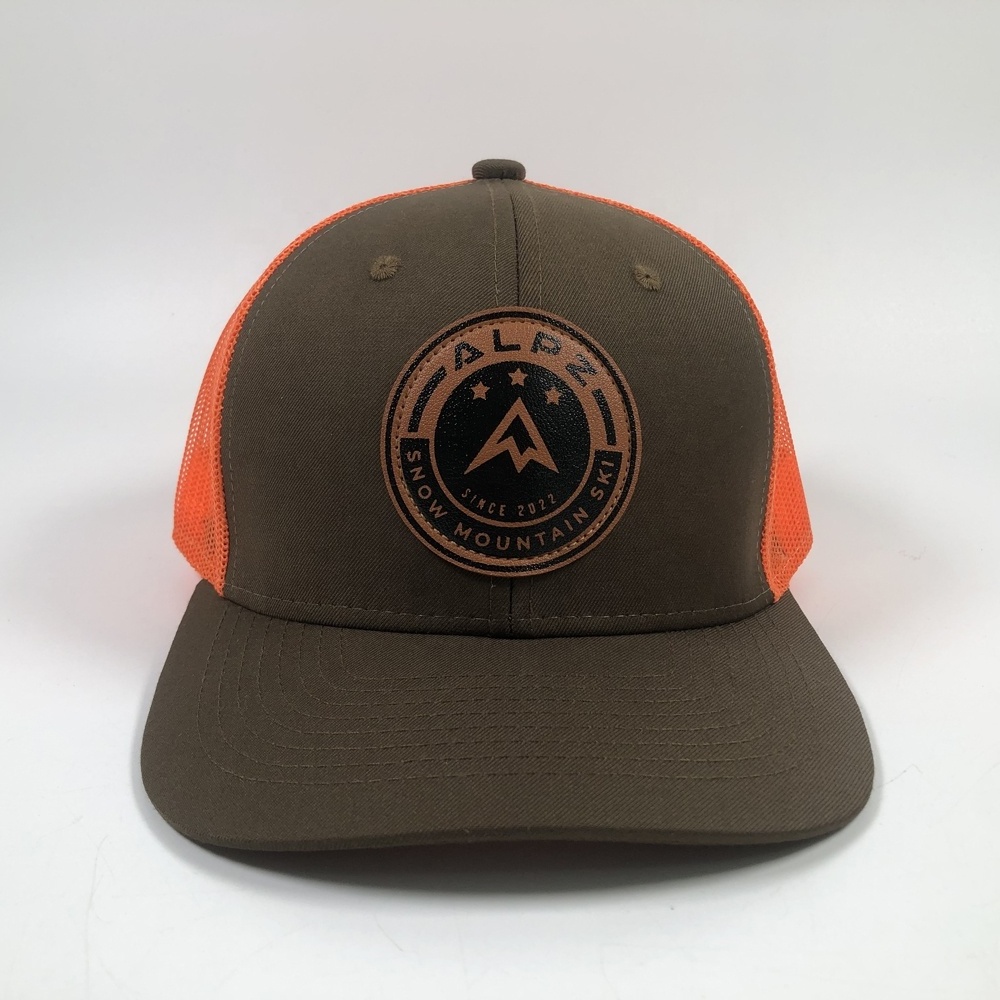 OEM new arrival leather rubber patch cotton twill golf 6 panel embroidery your own logo trucker cap custom richardson hat 112