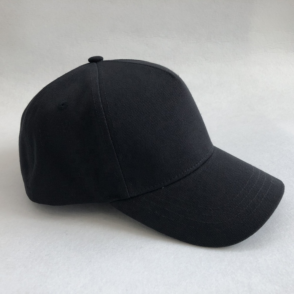 OEM black unisex adults hot sale gorras sports hats 5 panel structure polyester plain hook&loop custom canvas baseball cap