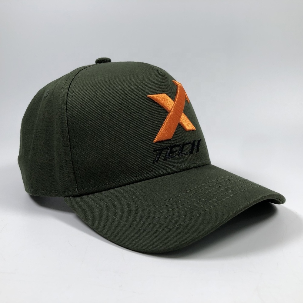 OEM premium popular unisex structured army green a frame snapback hat twill cotton custom 3D embroidery logo 2 tone 5 panel caps