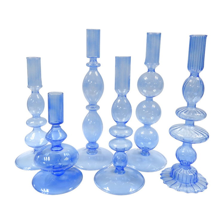 Decorative Candle Stand Modern Style Glass Candlestick Taper Candle Holder For Wedding Decor