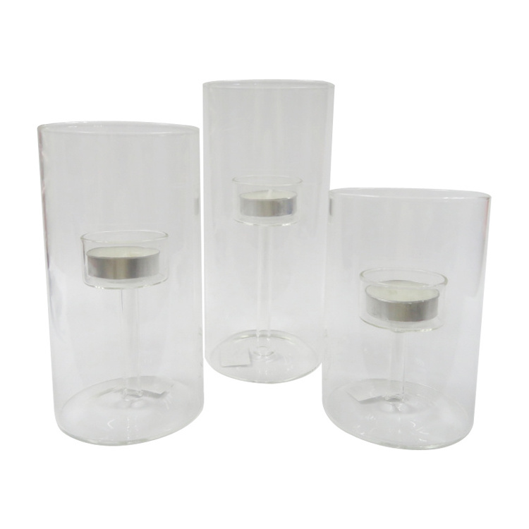 Customized Radiance Glass Transparent Glass Votive Candle Holder Long Steam Glass Tealight Candle Holder For Home Decor