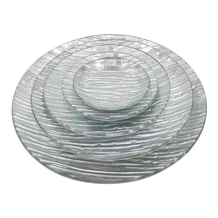 13'' Crystal Luxury Table Bulk Decoration Wholesale Silver Gold Reef Plate Glass Wedding Charger Plates For Restaurant