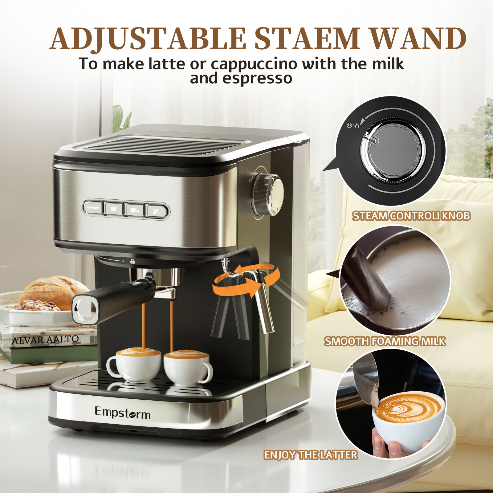 Empstorm  Automatic Express Espresso Coffee Machine Maker Profesional Cappuccino Expresso Machine Coffee Maker With Grinder