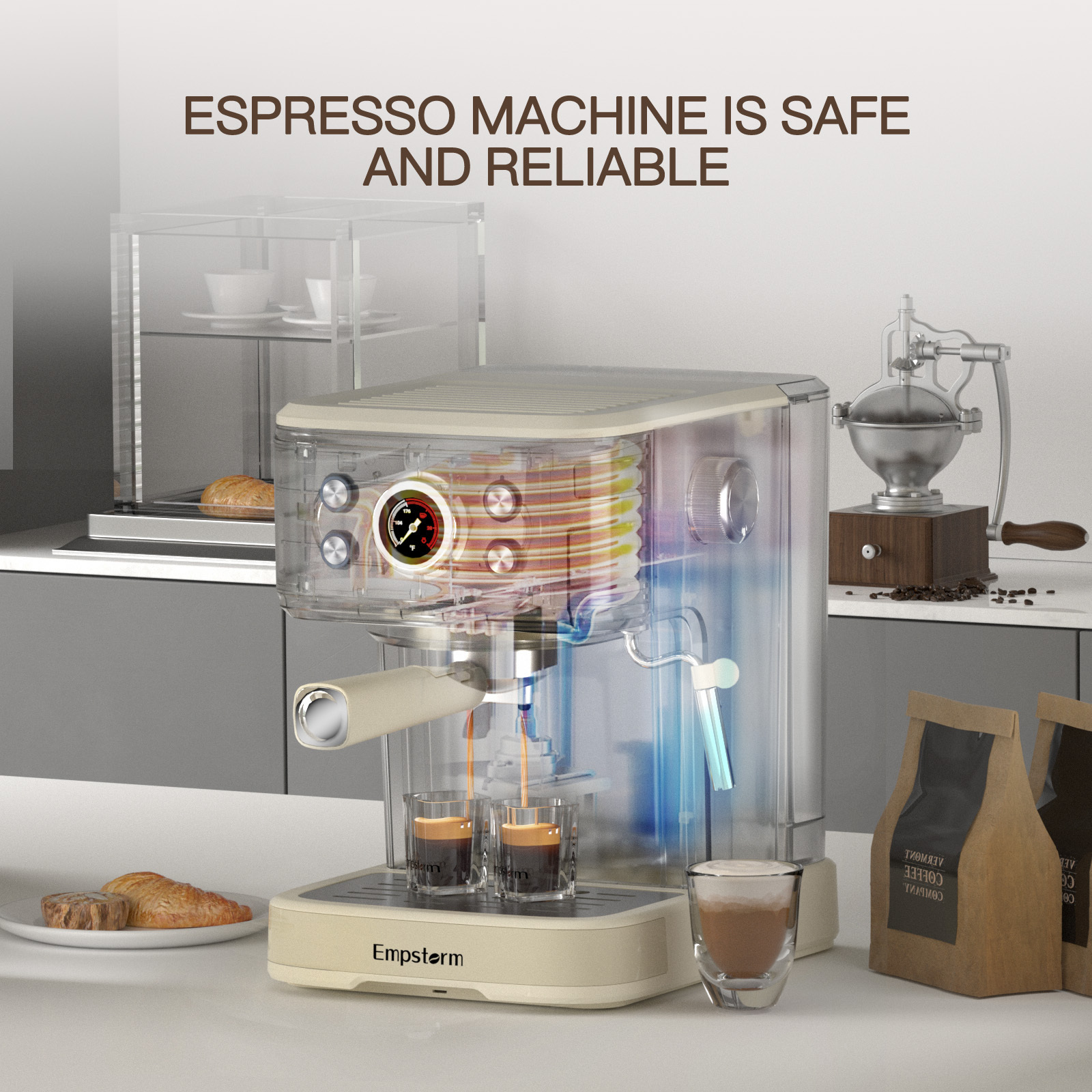 Empstorm white home appliance cappuccino maker electric 120v220v semi-auto espresso 2in1 capsule coffee machine for wholesale