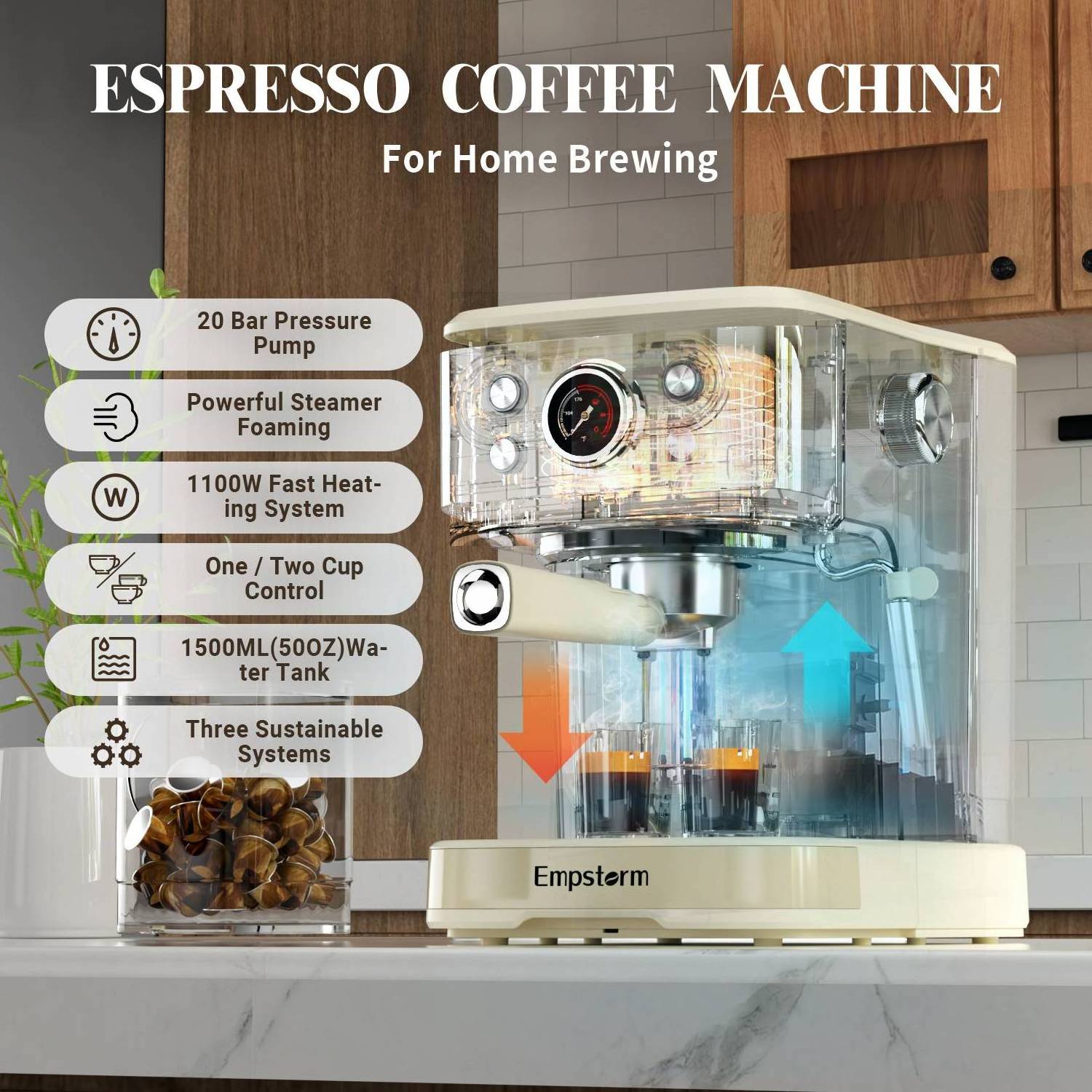 Empstorm new style design professional electric capsule and Espresso coffee maker machine servers with small portable manual