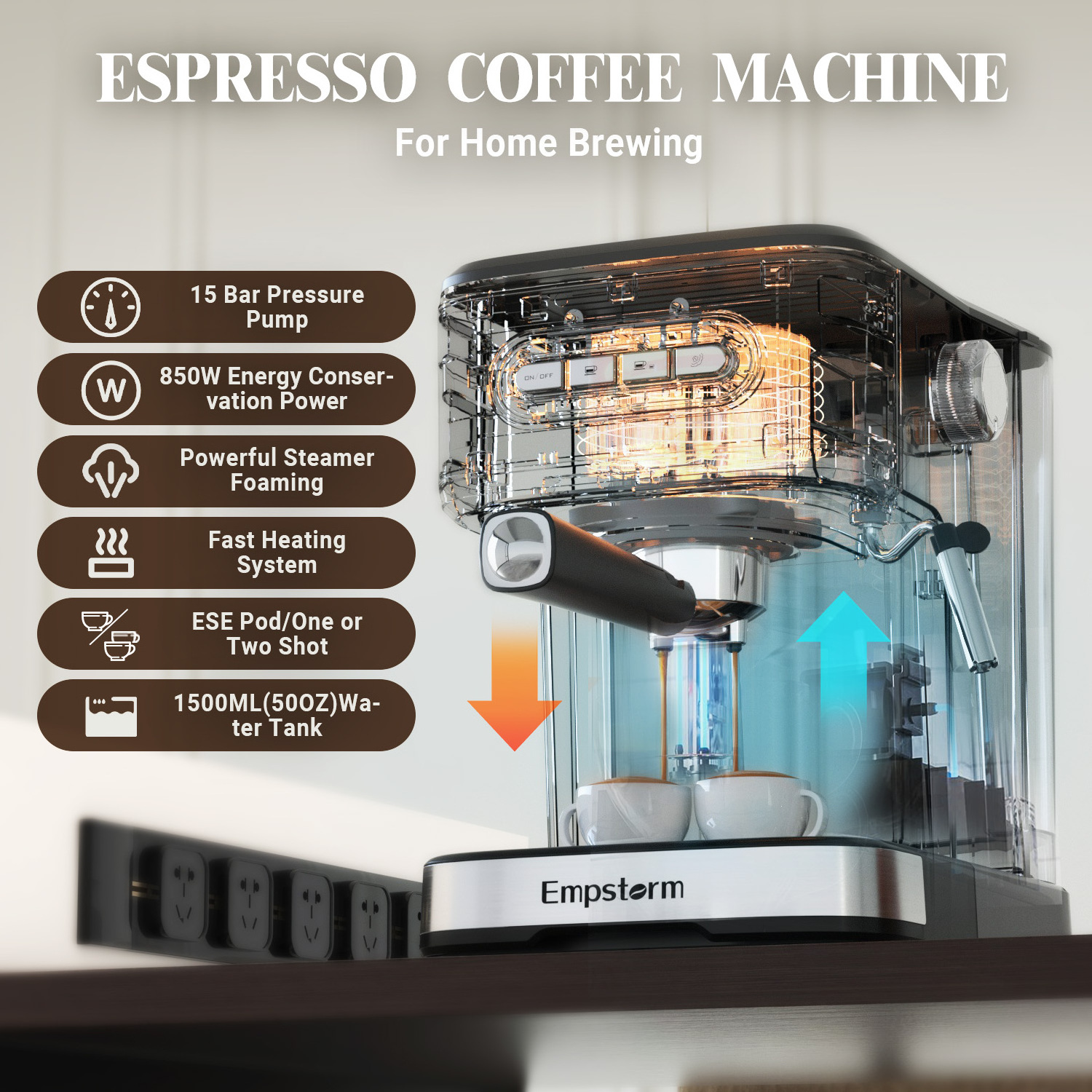 Empstorm  Automatic Express Espresso Coffee Machine Maker Profesional Cappuccino Expresso Machine Coffee Maker With Grinder