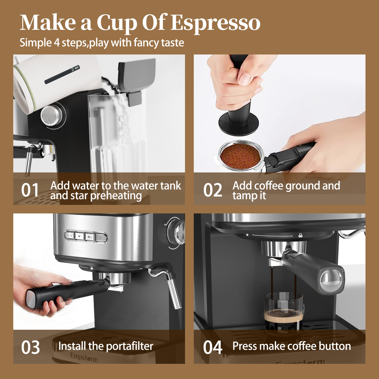 Best Selling Espresso Coffee Maker Italian Coffee Machine 15 bar Machine Cappuccino Automatic Expresso Maker