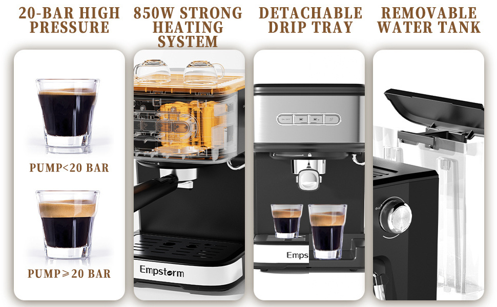 Empstorm  Automatic Express Espresso Coffee Machine Maker Profesional Cappuccino Expresso Machine Coffee Maker With Grinder