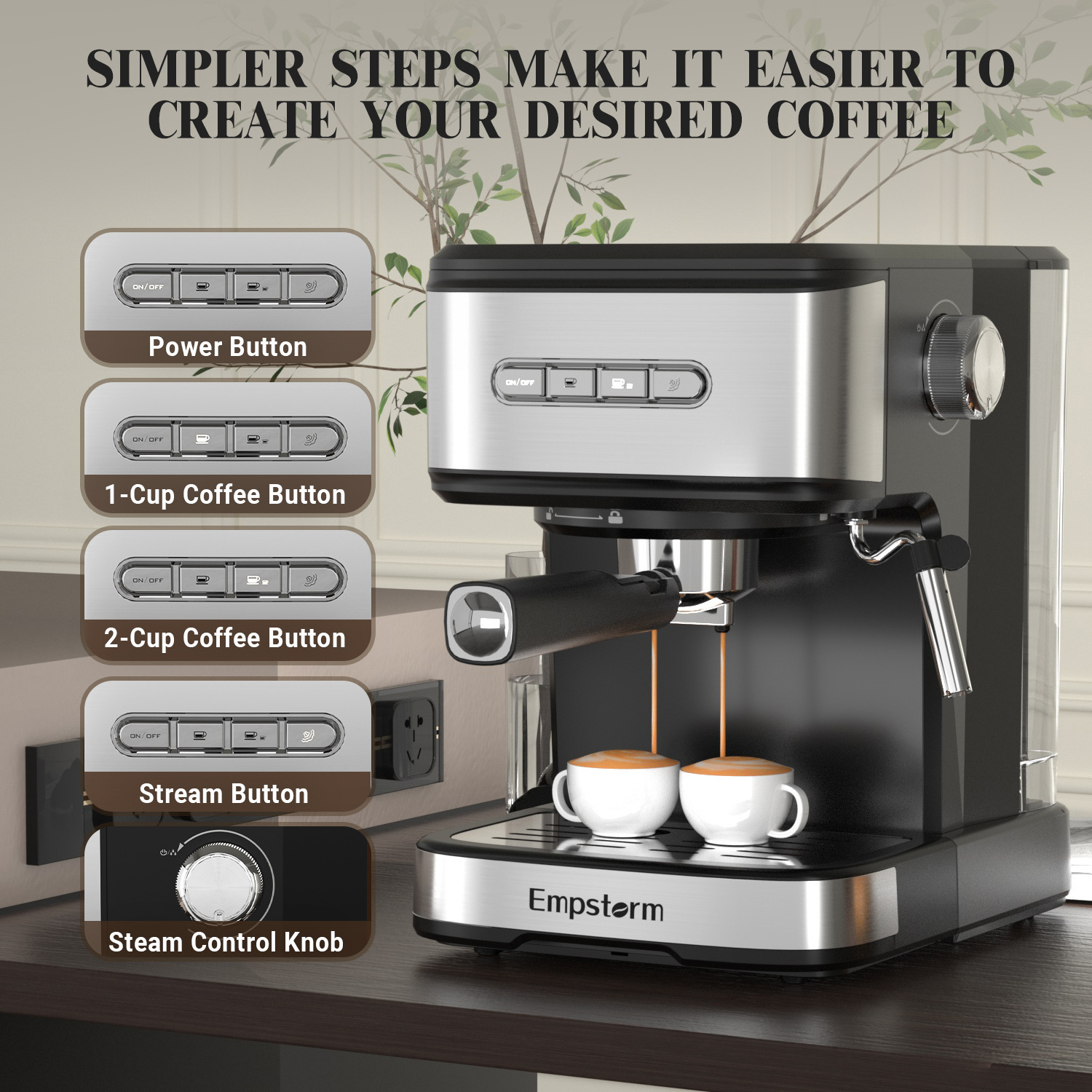 Empstorm  Automatic Express Espresso Coffee Machine Maker Profesional Cappuccino Expresso Machine Coffee Maker With Grinder