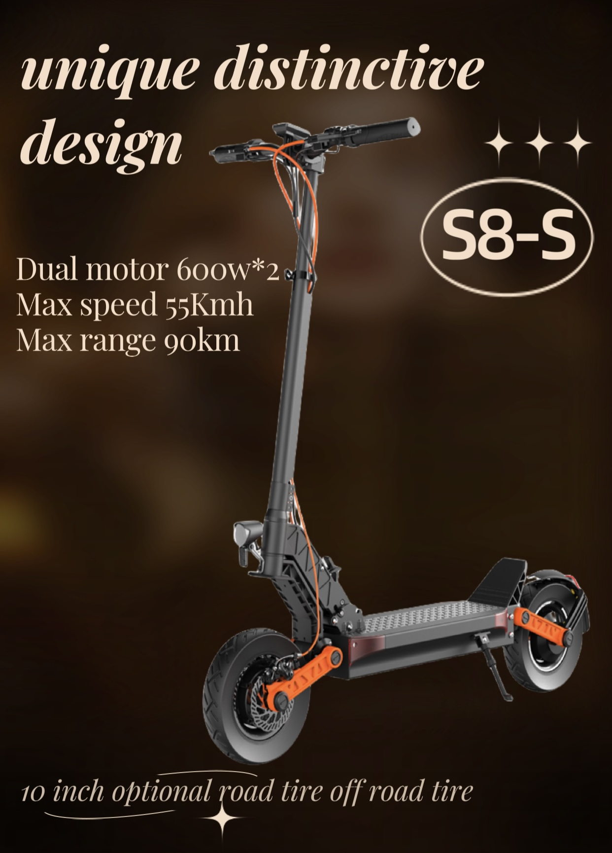 Off road high power electric scooter with hub motor 48V 1200W 10inch 2 wheel mobility stand up electric skate pedal scooter