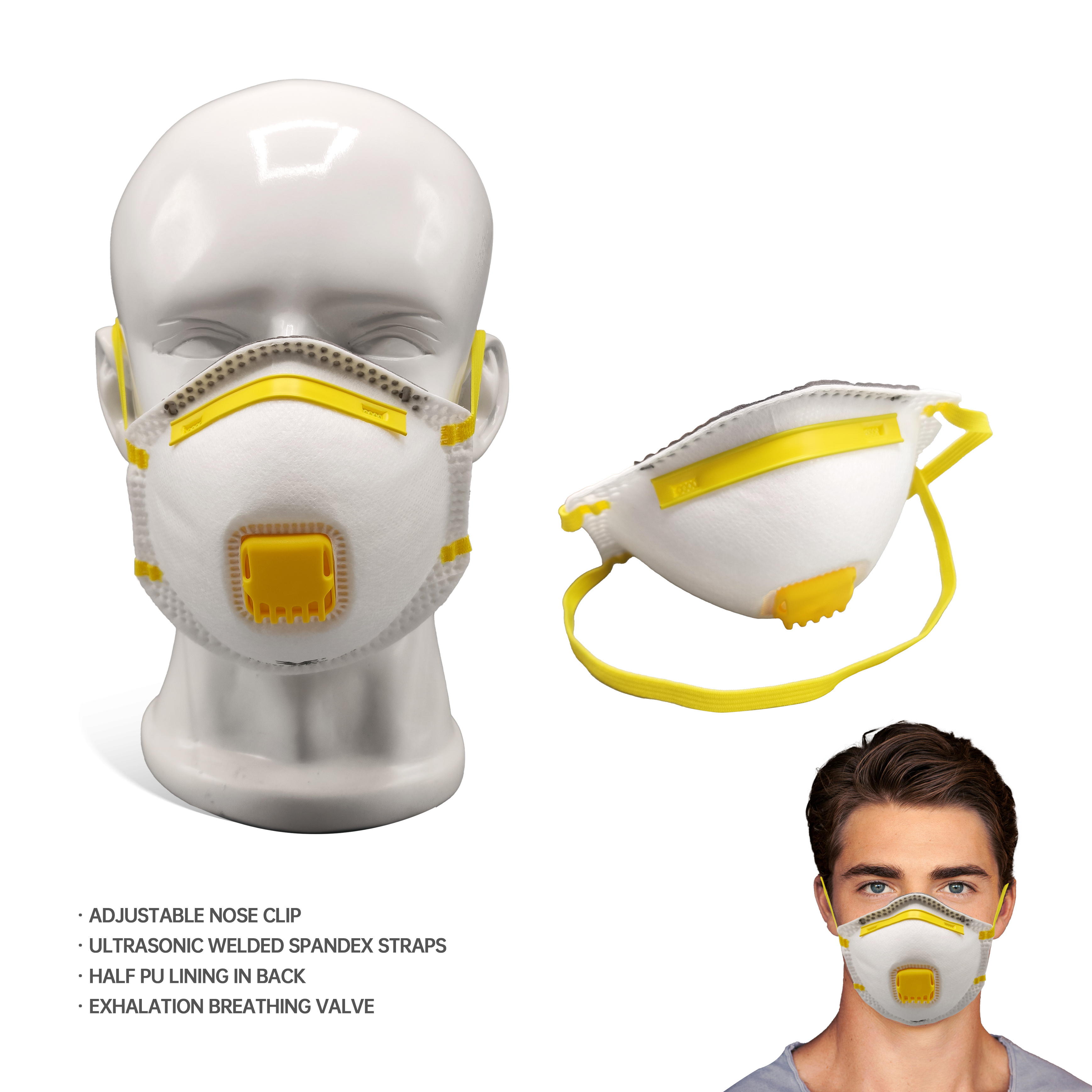 Customized Logo White CE dust mask FFP1 NR  FFP1 face dust mask with valve respirator/exhalation valve