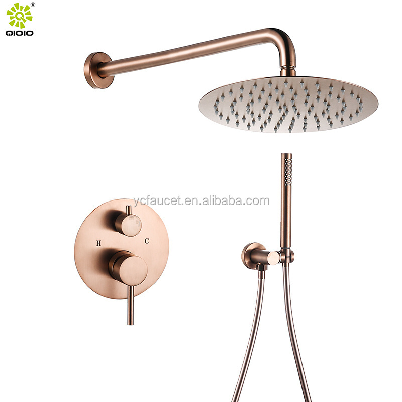 304 stainless steel Bathroom hot cold water mixer diverter wall mounted concealed shower mixer with thermostatic