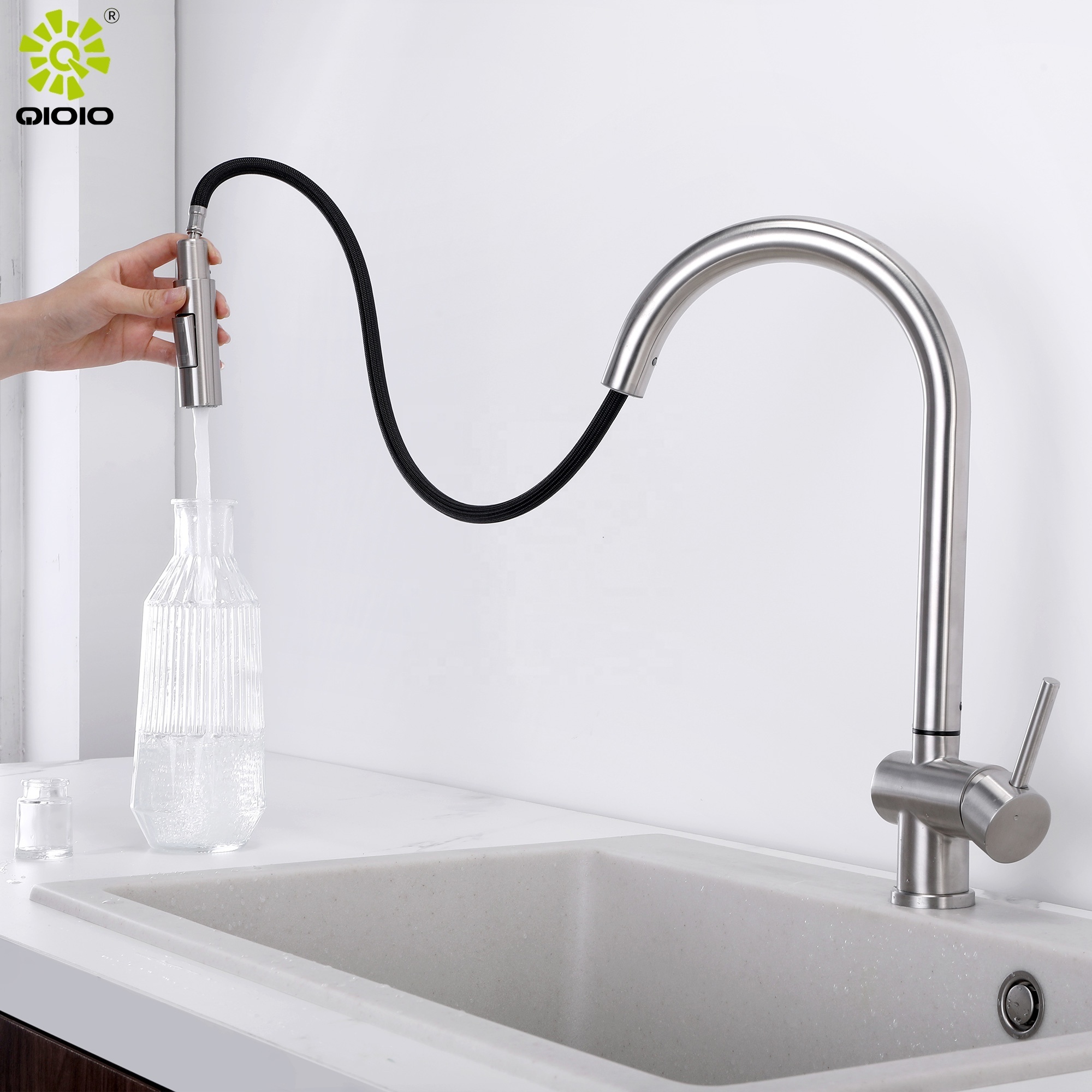 kaiping YC supplier smart tapware new design 304 SS touch sensor  multi -point pull out kitchen faucet  sink mixer water taps