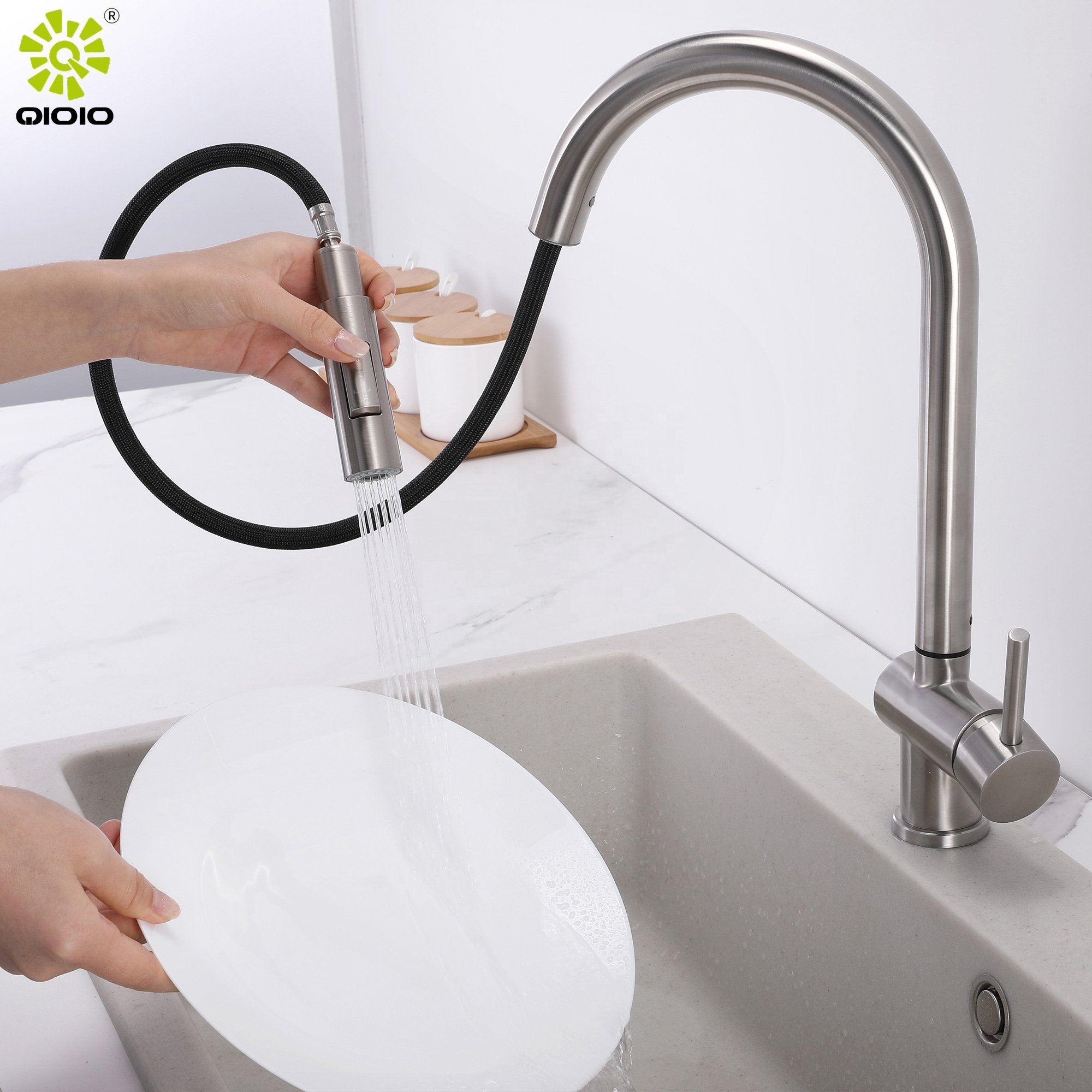 kaiping YC supplier smart tapware new design 304 SS touch sensor  multi -point pull out kitchen faucet  sink mixer water taps