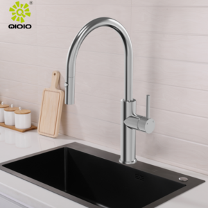 China factory yingchuan high end pull out kitchen faucet 304 ss watermark kitchen mixer goose neck gold tapware sink mixers