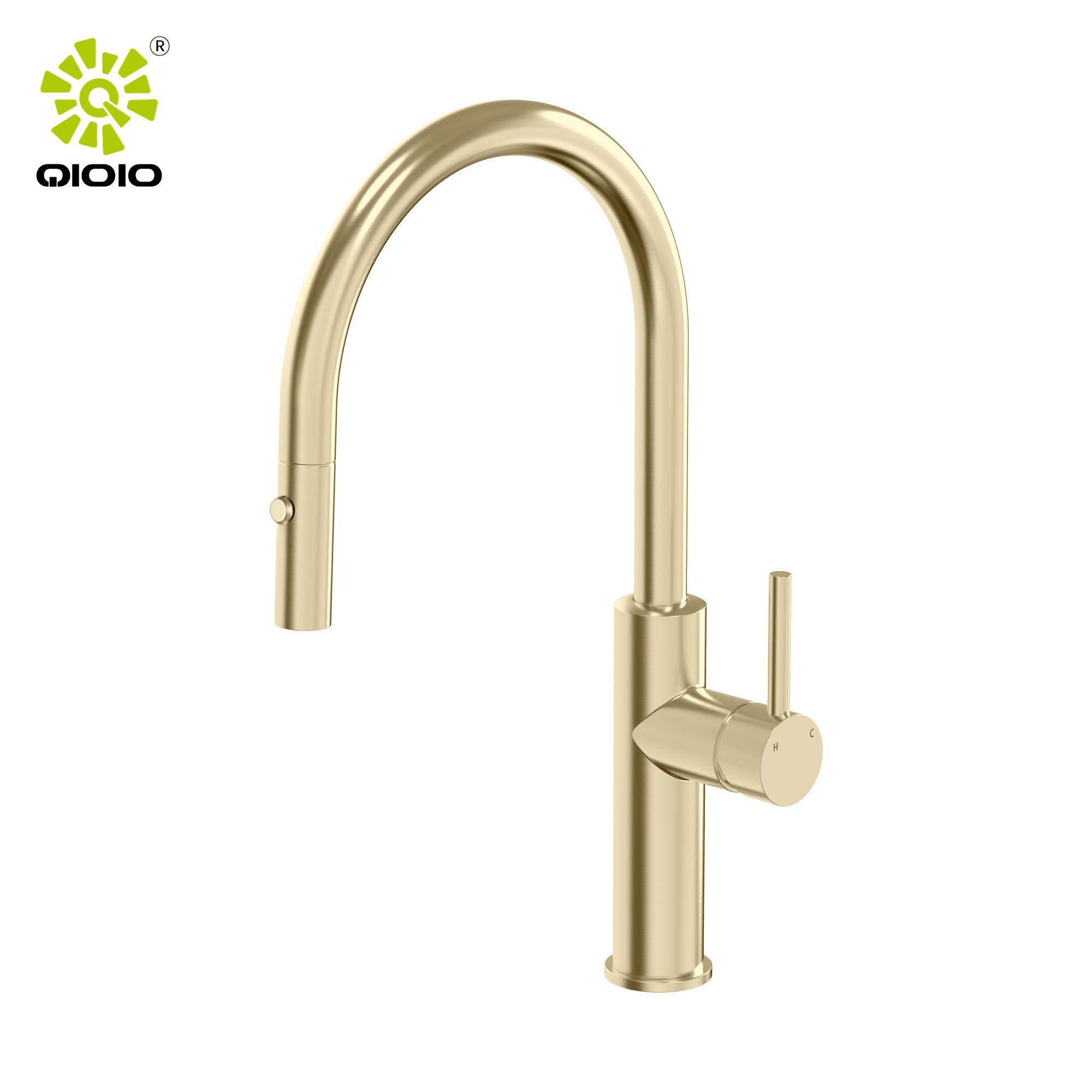 China factory yingchuan high end pull out kitchen faucet 304 ss watermark kitchen mixer goose neck gold tapware sink mixers