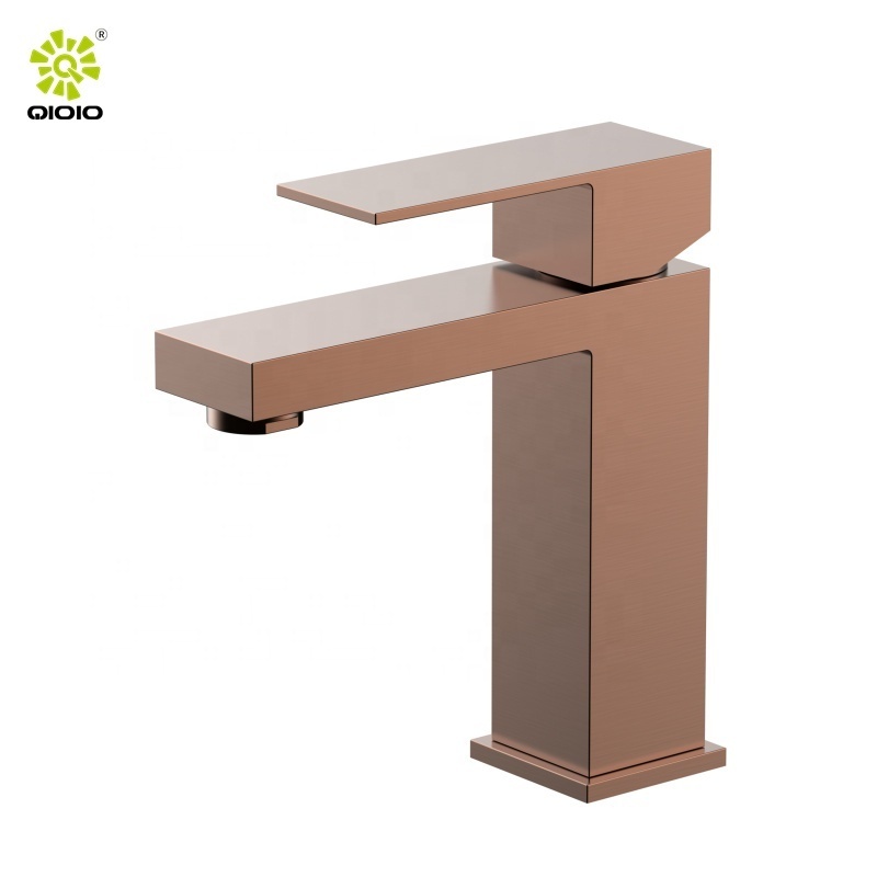 square 304 stainless steel Modern black hot and cold mixer single handle bathroom wash basin faucet