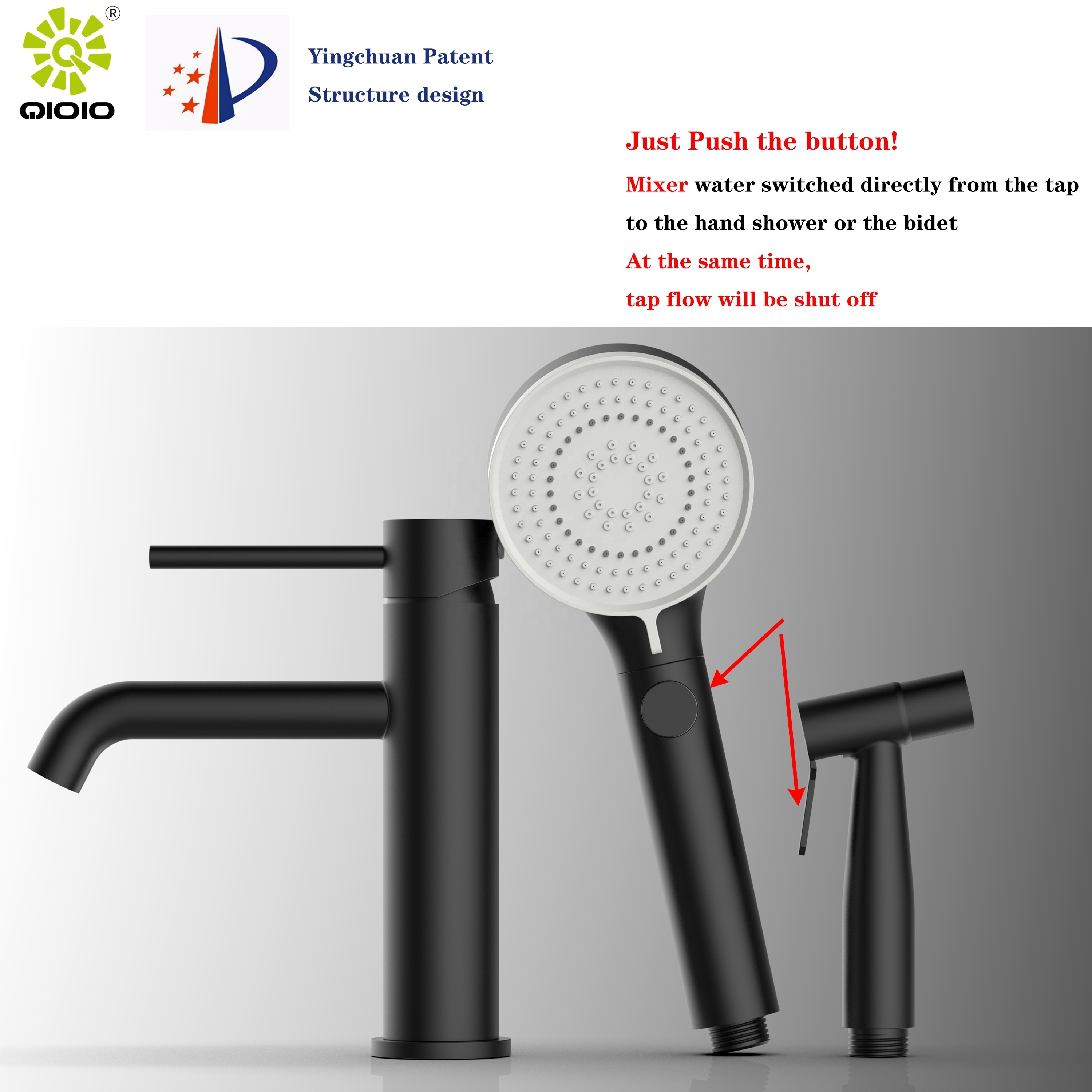 yingchuan  patent lead free  304 Stainless Steel  basin faucet round RV taps basin mixer with bidet spray  vanity tapwares