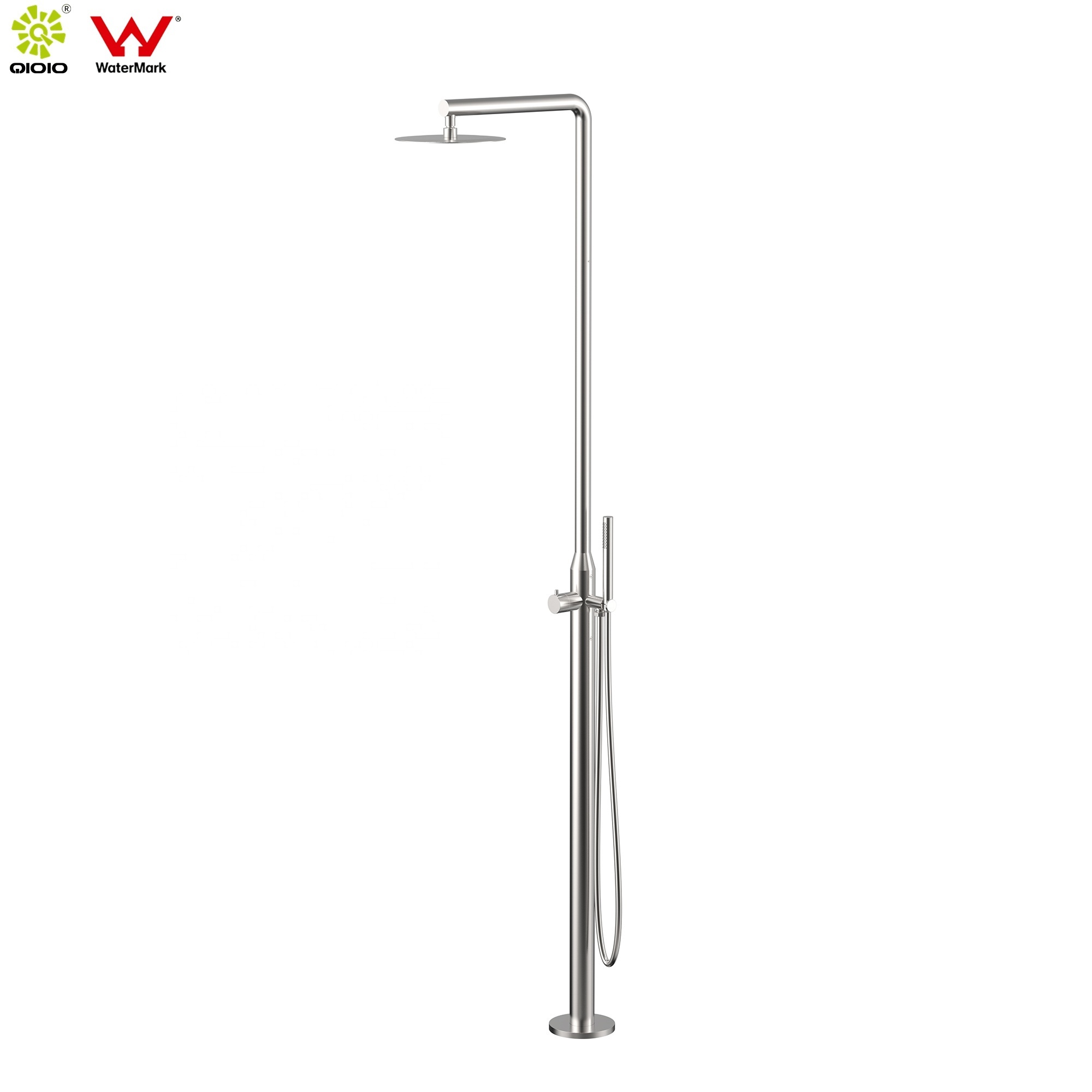 Marine grade PVD Brush gun metal 316L stainless steel outdoor shower column set freestanding  swimming pool outdoor faucet