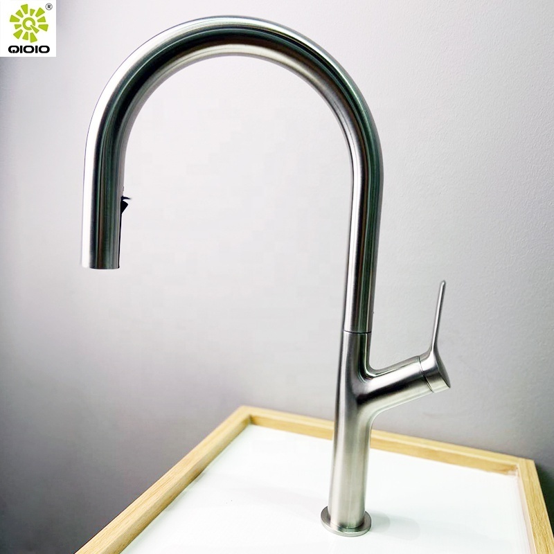 Antique 304 stainless steel economic flexible gold hot and cold mixer touchless kitchen faucet with pull down sprayer