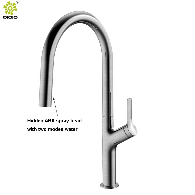 Antique 304 stainless steel economic flexible gold hot and cold mixer touchless kitchen faucet with pull down sprayer