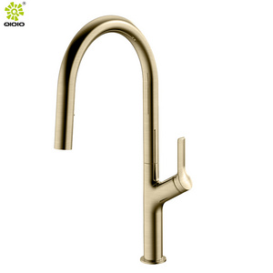 Antique 304 stainless steel economic flexible gold hot and cold mixer touchless kitchen faucet with pull down sprayer