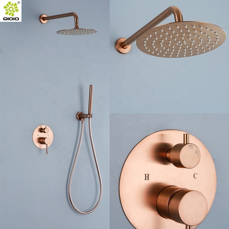 304 stainless steel Bathroom hot cold water mixer diverter wall mounted concealed shower mixer with thermostatic