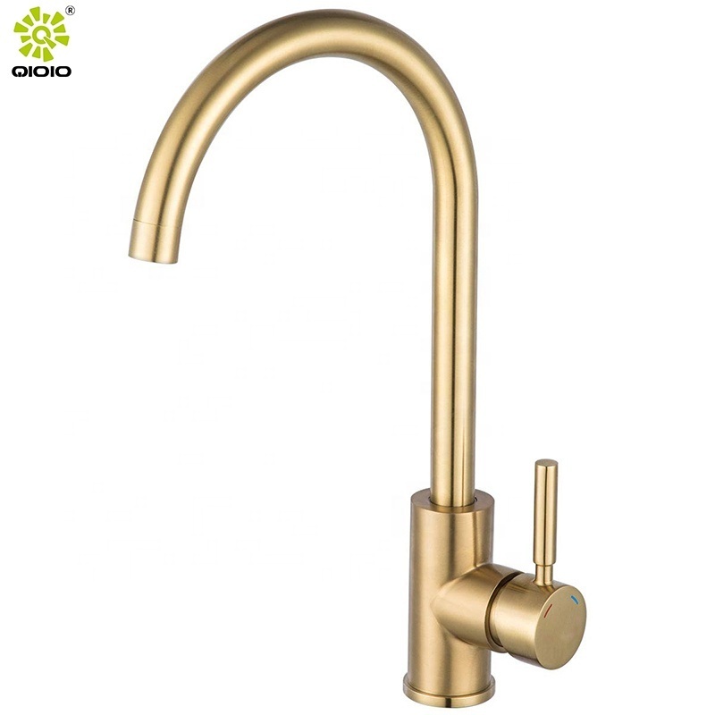 Professional manufacturer 304 stainless steel gold taps hot cold mixed kitchen sink faucets