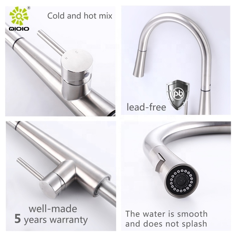 cUPC 2 function 304 Stainless Steel durable brushed touch control kitchen faucets