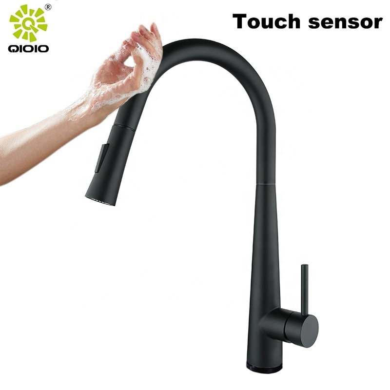 304 Stainless Steel white color Mixer Automatic Pull down touch Sensor kitchen sink Taps faucet