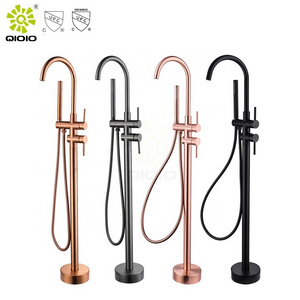 cUPC high quality Modern fashion steel hot and cold mixed multi-functional bathroom floor shower free standing bathtub faucet