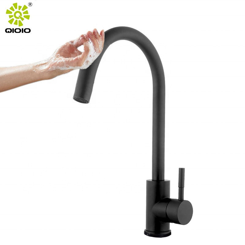 304 stainless steel single handle black brushed gold modern cold and hot water mixer  kitchen faucet