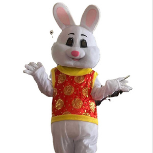 CBunny Mascot Easter Rabbit Costume Adult Fancy Dress White Adult Easter Bunny Mascot Walking Costume For Halloween Party Event