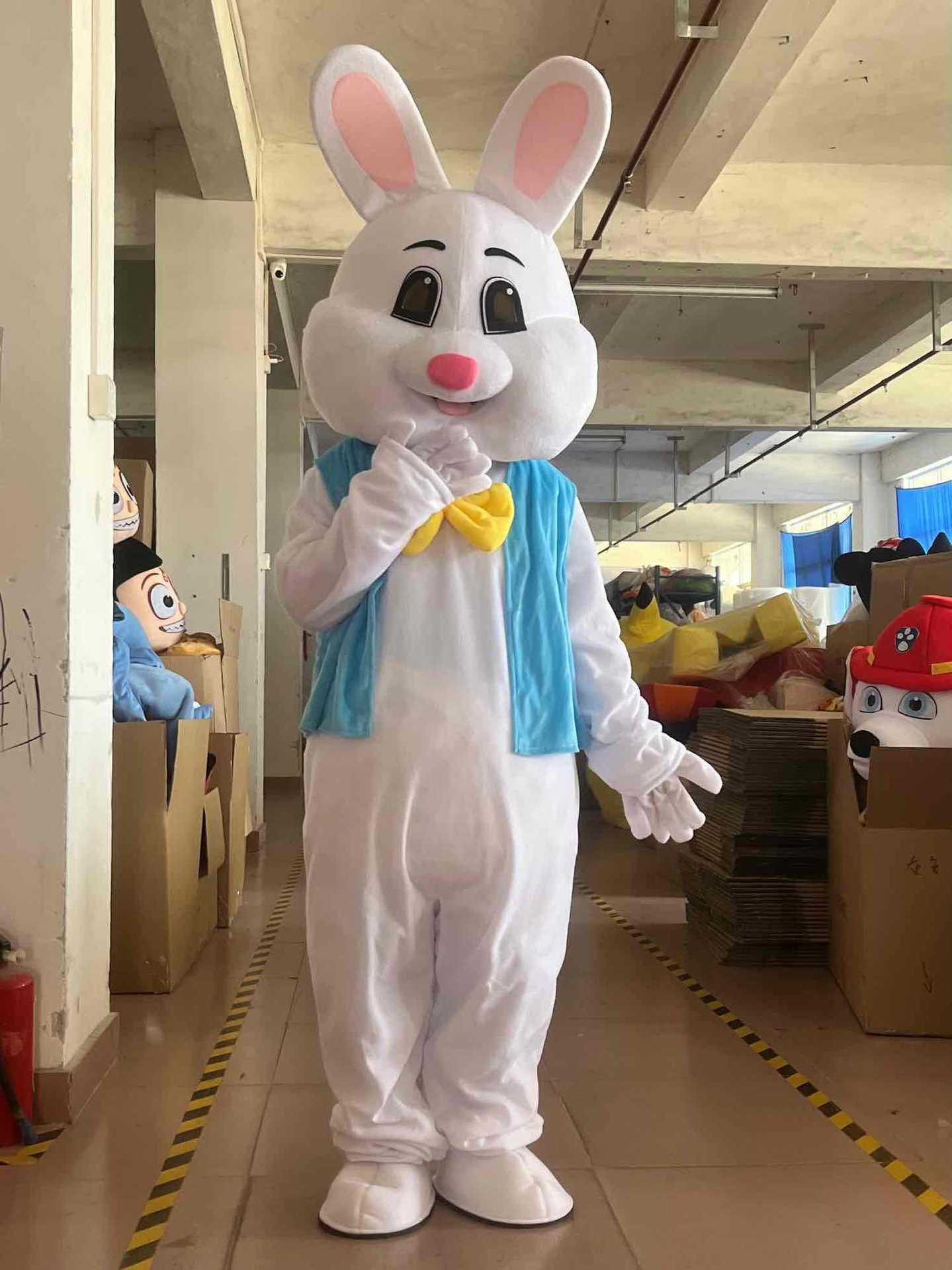 CBunny Mascot Easter Rabbit Costume Adult Fancy Dress White Adult Easter Bunny Mascot Walking Costume For Halloween Party Event