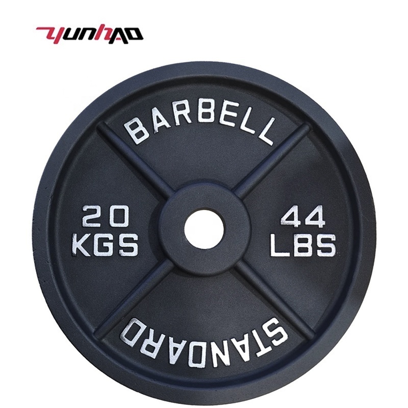 High Quality Free Weight  2.5 LB to 45 LB  Black Painting Barbell Iron Cast Weight Plate Set