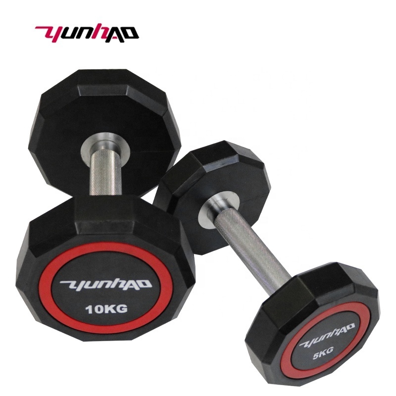 Hot Sale Custom Logo Home Gym Fitness 2.5-70 KG 5-150 LB Decagon Design CPU Coated Dumbbell