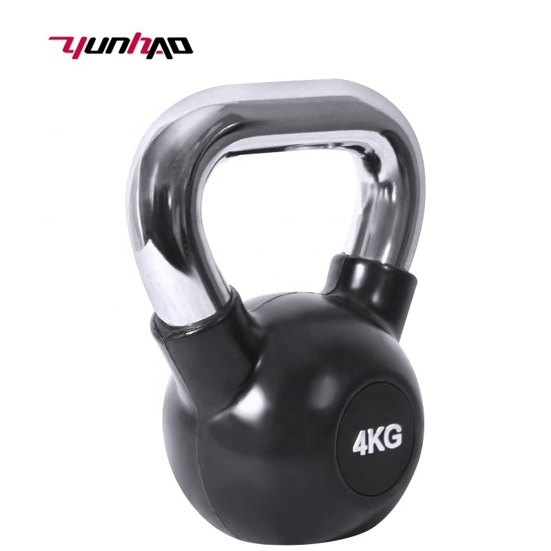 Yuncheng Wholesale 4KG To 32KG Fitness Equipment Rubber Coated Cast Iron kettlebell For Exercise