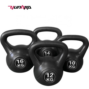 Yuncheng Exercise Equipment Home Gym Custom Logo 2 KG to 24 KG Plastic and Cement Kettlebell With Grip