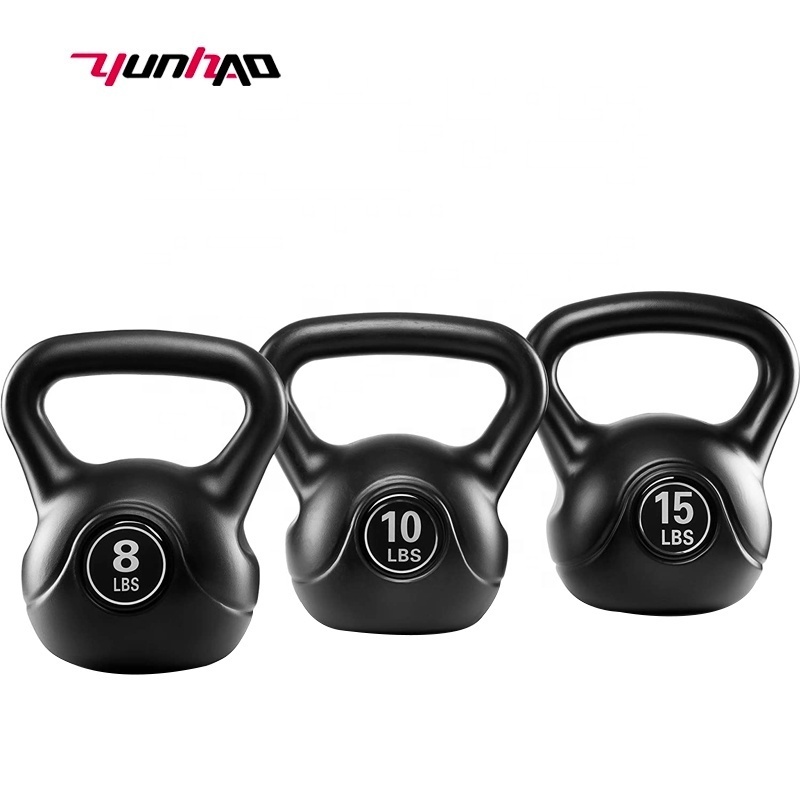 Yuncheng Exercise Equipment Home Gym Custom Logo 2 KG to 24 KG Plastic and Cement Kettlebell With Grip