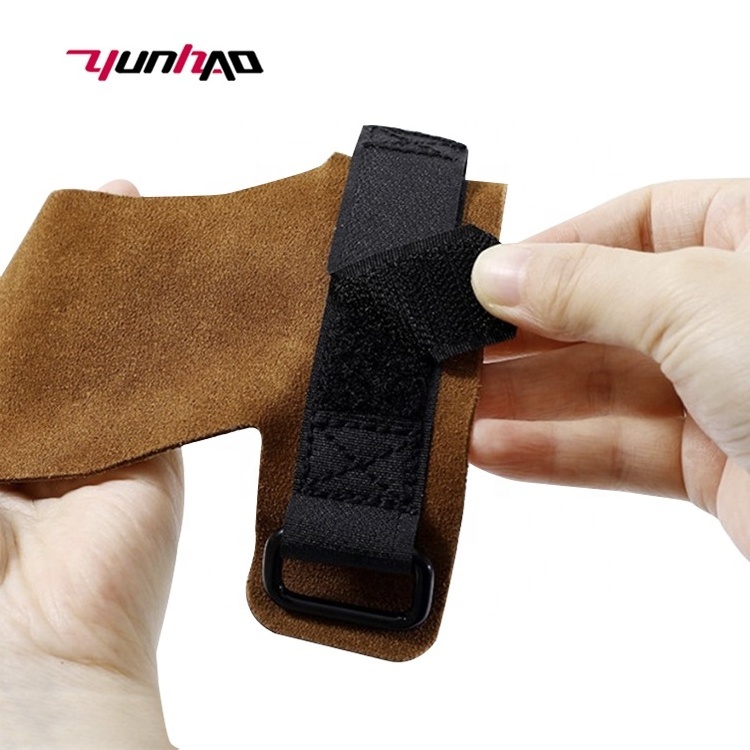 YunCheng High Quality Custom Logo 3-Hole Leather Pull Up Gym Power Lifting Hand Gymnastics Grips