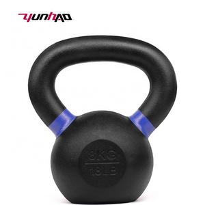 YunCheng Hot Selling Custom Logo Black Cast Iron Powder Coated Kettlebell 20 kg