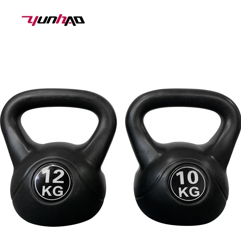 High Quality Wholesale Sport Gym Power Training Fitness 8KG Vinyl Plastic Sand Filled  Cement Kettlebell