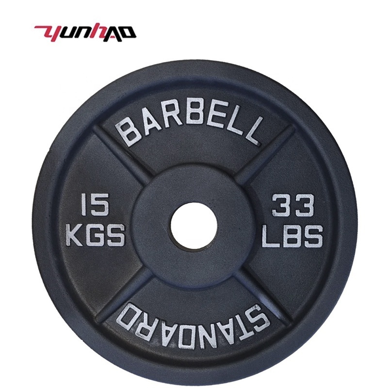 High Quality Free Weight  2.5 LB to 45 LB  Black Painting Barbell Iron Cast Weight Plate Set