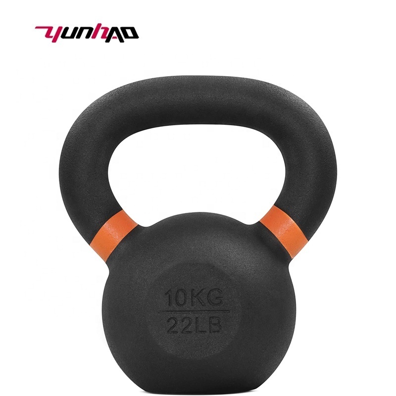 YunCheng Hot Selling Custom Logo Black Cast Iron Powder Coated Kettlebell 20 kg