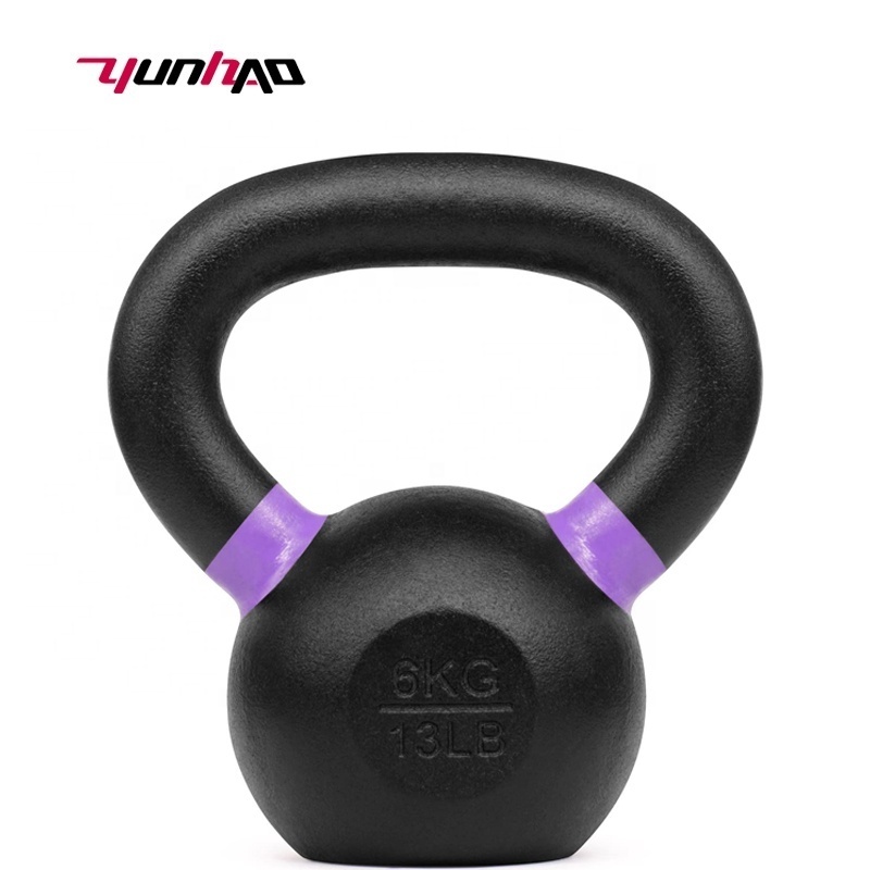 YunCheng Hot Selling Custom Logo Black Cast Iron Powder Coated Kettlebell 20 kg