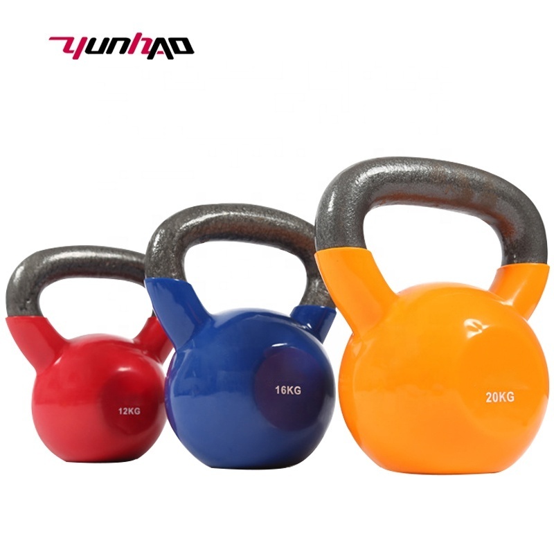 Yuncheng Gym Fitness Equipment Weightlifting Training Cast Iron Dip Neoprene Vinyl Coated Kettlebell Weight 4KG To 32 KG