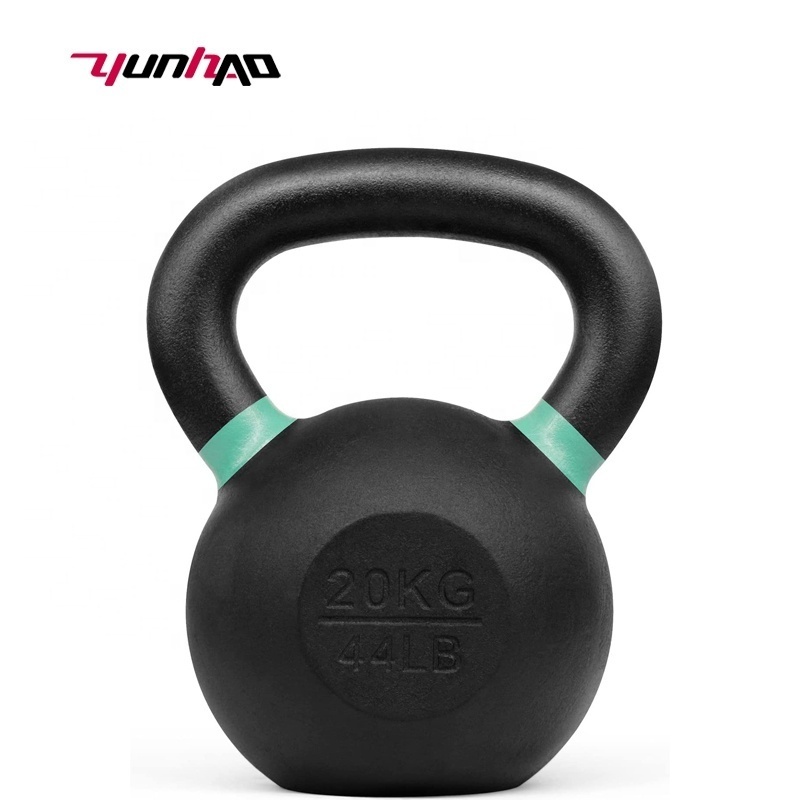 YunCheng Hot Selling Custom Logo Black Cast Iron Powder Coated Kettlebell 20 kg