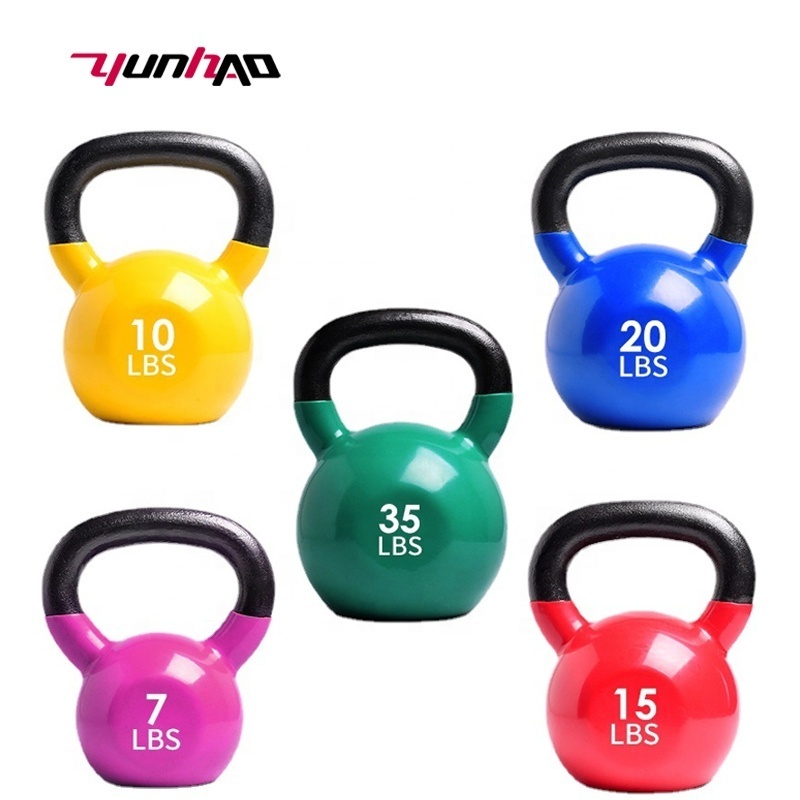 Yuncheng Gym Fitness Equipment Weightlifting Training Cast Iron Dip Neoprene Vinyl Coated Kettlebell Weight 4KG To 32 KG